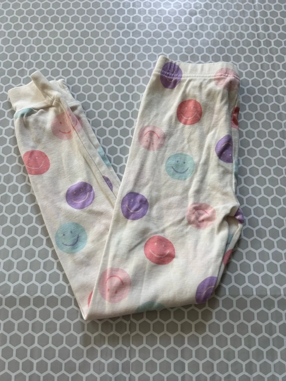 Carter's Cream Pajama Set with Pink, Purple & Blue Smiley Dots Size 6